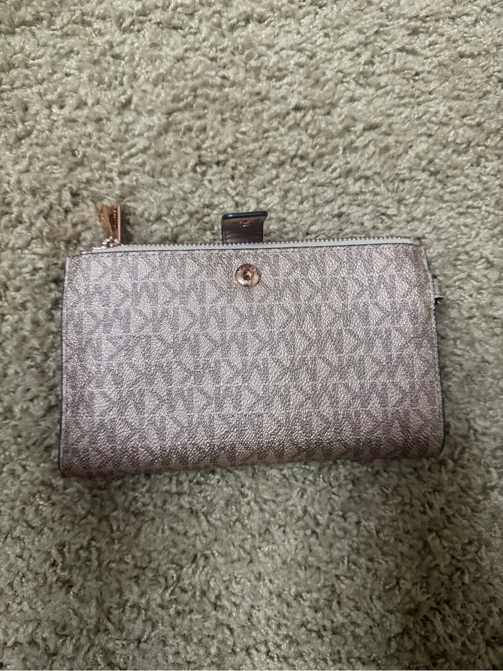 Michael Kors Metallic Rose Gold Zip-Around Wallet